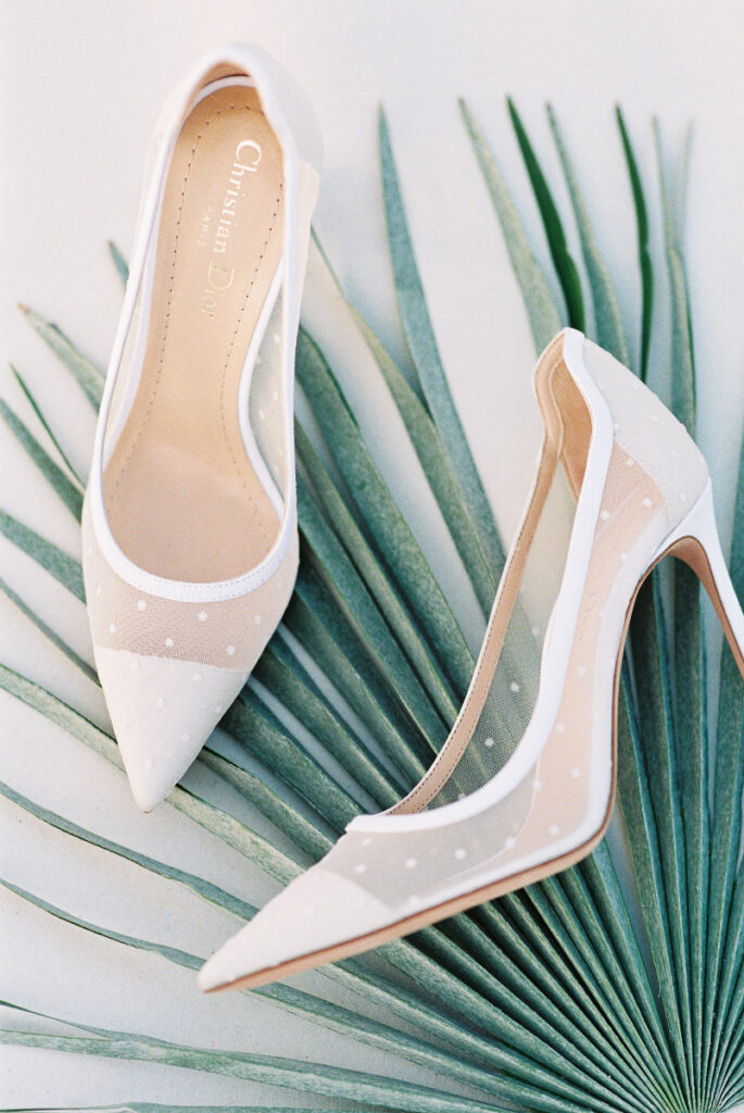 White Wedding Shoes, Christian Dior Shoes, white swiss dots mesh high heels