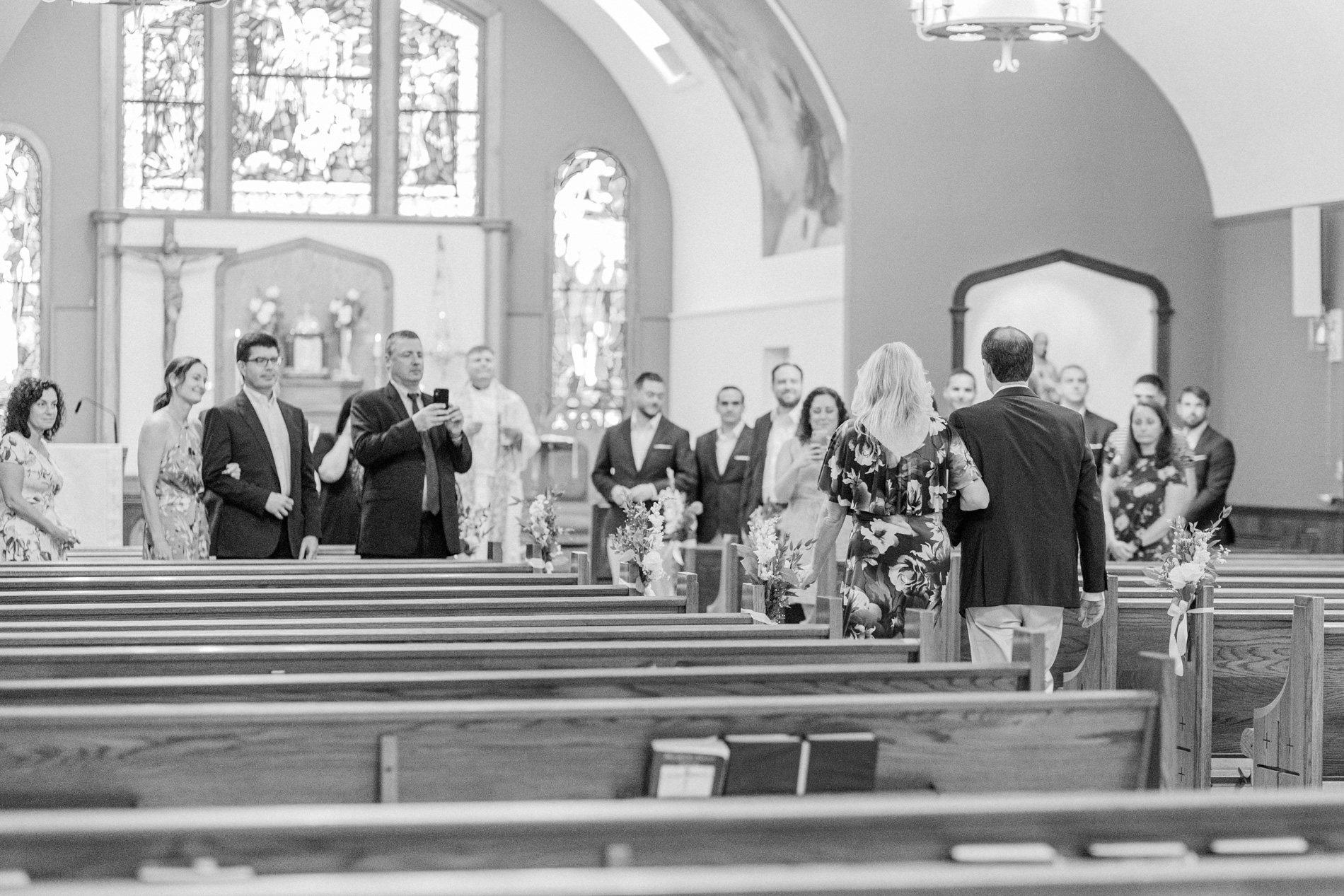 church wedding- black and white- wedding party