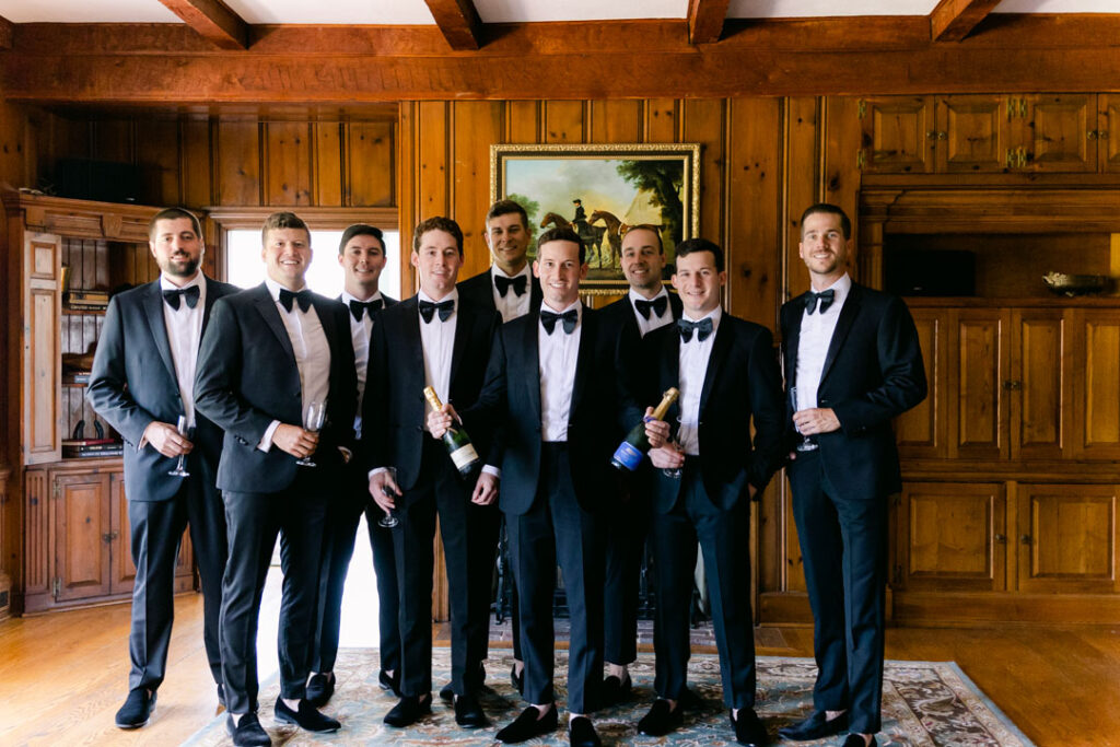 Groomsmen Champagne Toast- - Eastern Shore wedding- Bohemia Overlook