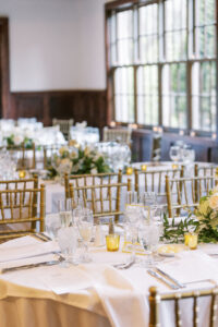 hotel du village, philadelphia weddings, wedding photography, wedding reception, gold chairs, white wedding table flowers, reception inspo