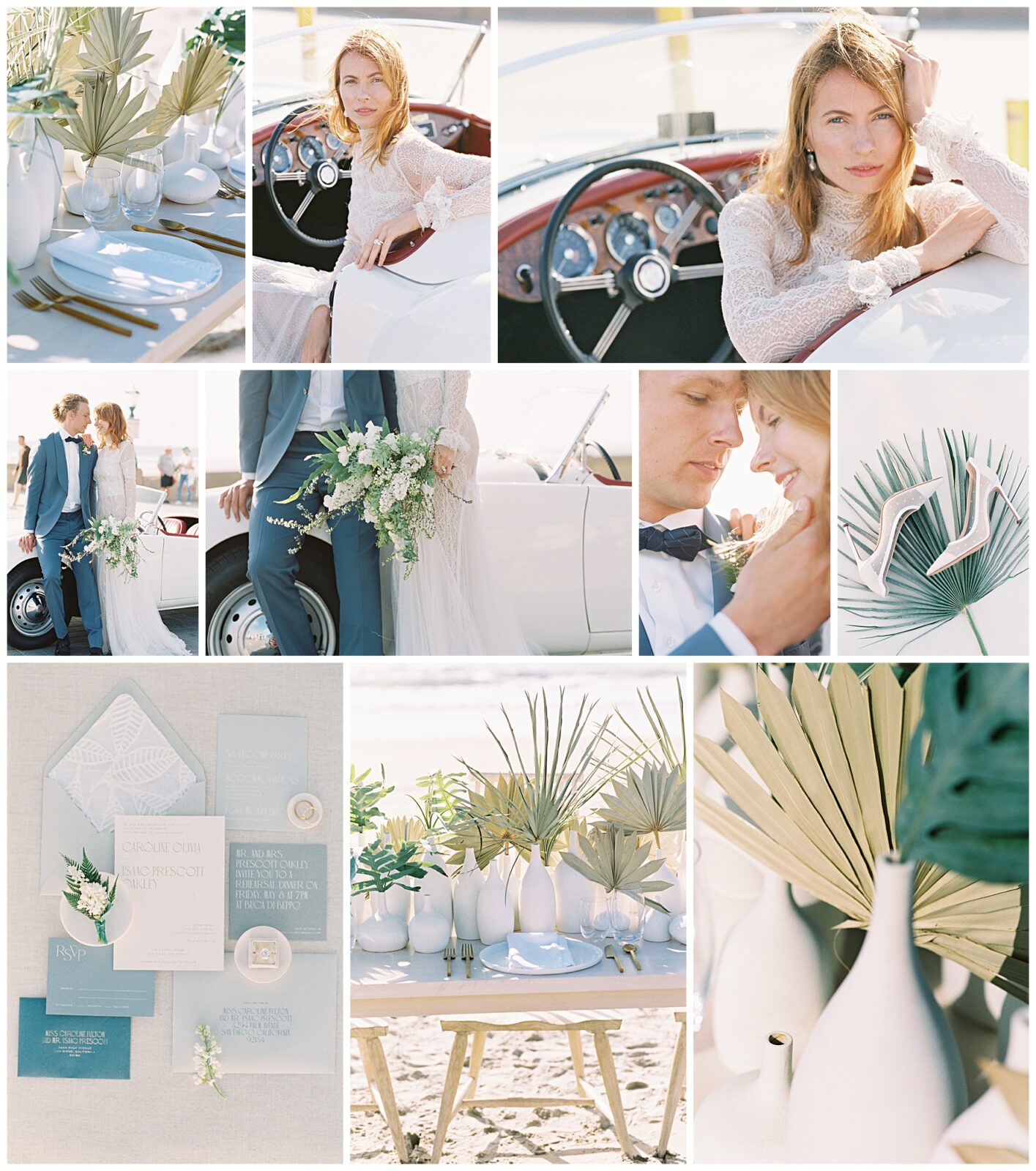 San Diego Beach Wedding- Christian Dior Shoes- Beach Wedding- Intimate Table- Blue Wedding Invitations