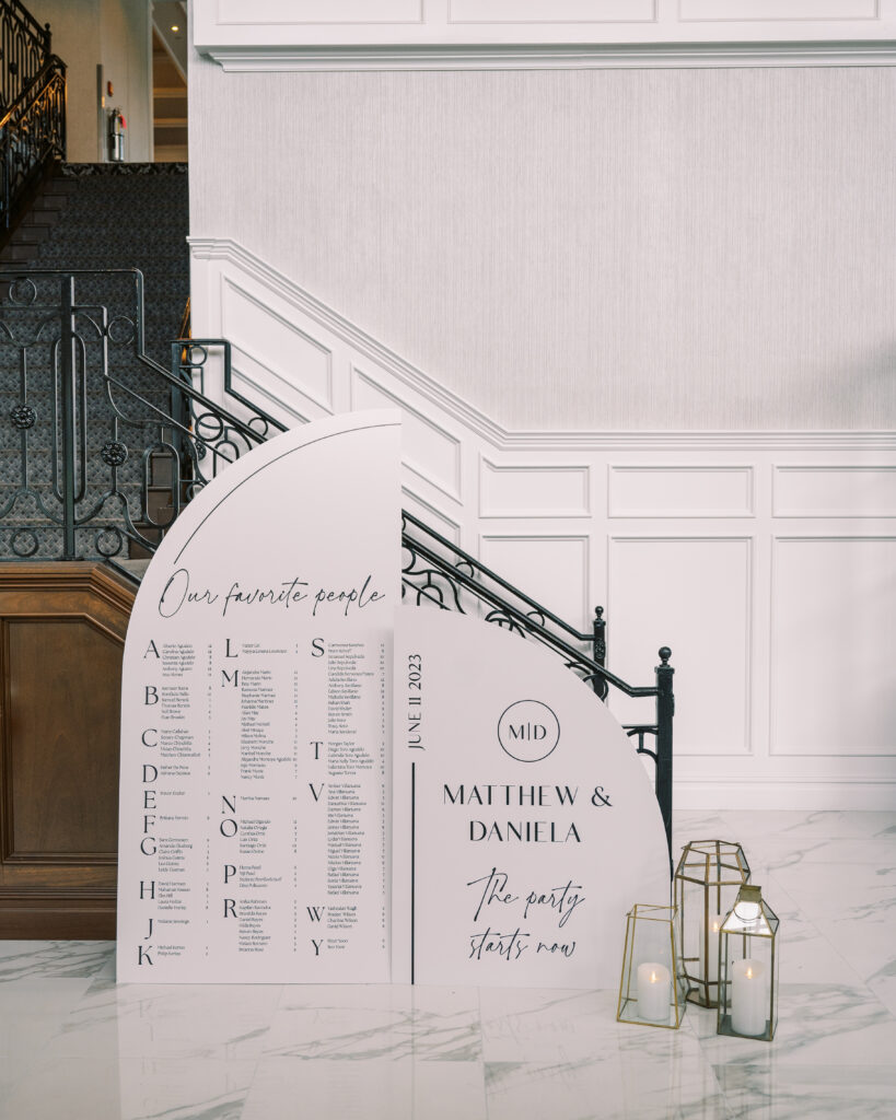 Custom wedding signage for table seating