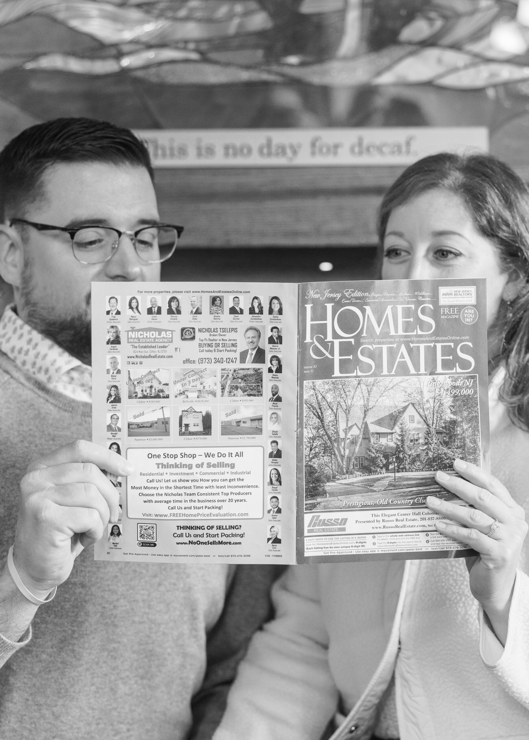 couple looking at homes magazine