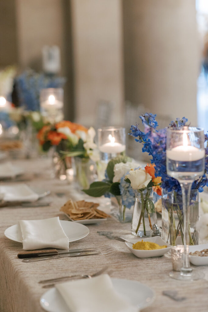 candle lit dinner at wedding reception