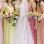 Bride and bridesmaids, spring florals, wedding in new jersey