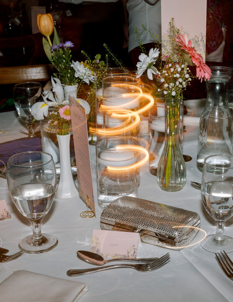 Fun night photos of reception table