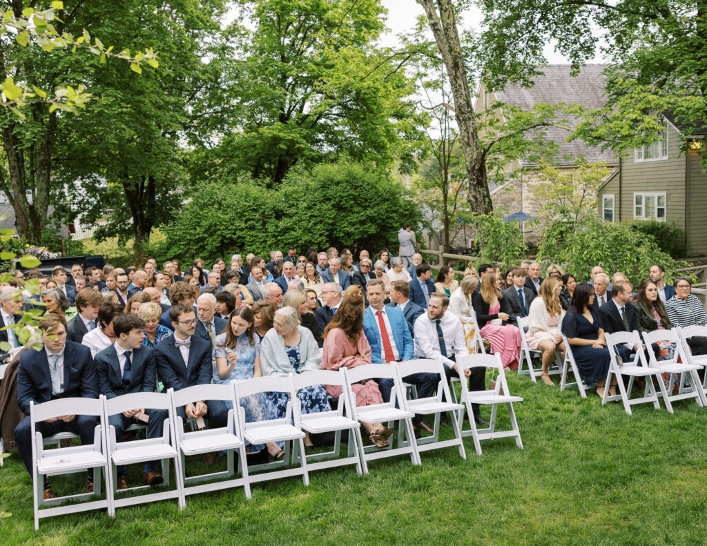 Ceremony space on the lawn at the inn at Millrace Pond