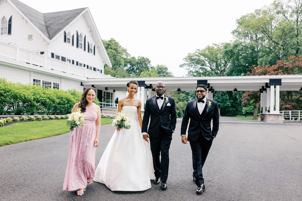 Bridal Party walking down the drive to the ceremony.  NJ Wedding Photography with Simone Jaramillo Photography
