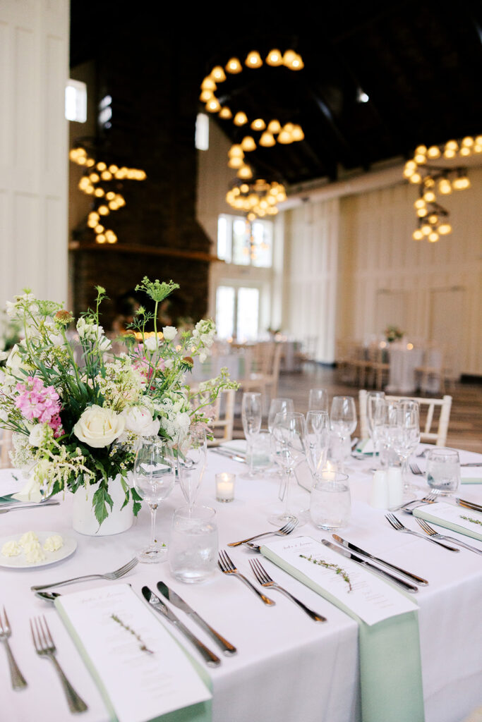 Reception table at the Ryland Inn