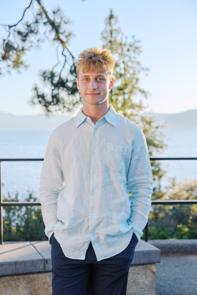 Teen Portrait at Lake Tahoe, dressed in light blue shirt
