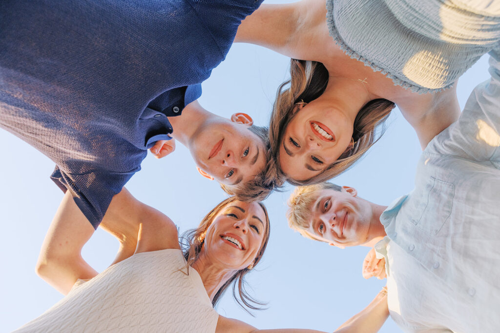 creative photo of family from below looking up