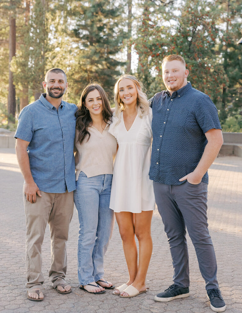 group photo of four siblings, photos take at kings beach lake tahoe