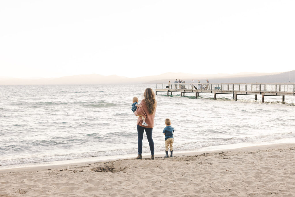 Enjoying the sunset at Kings Beach in Lake Tahoe