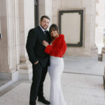 Classic couples portrait in elevated attire for engagement session in Reno, Nevada with Simone Jaramillo Photography